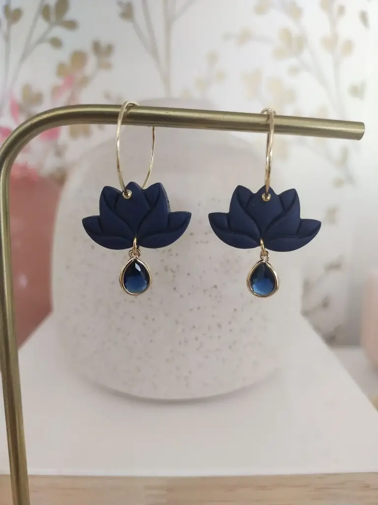 Boucles d'oreilles ROSA bleu nuit