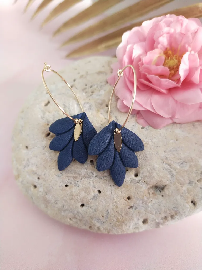 Boucles d'oreilles FLORANE bleu nuit