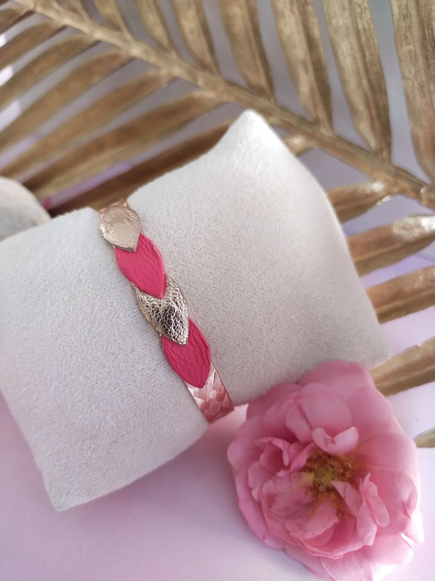 Bracelet IRIS doré-fushia