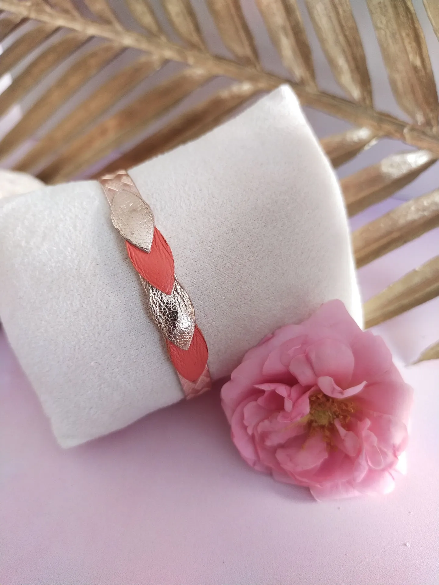 Bracelet IRIS doré/pêche