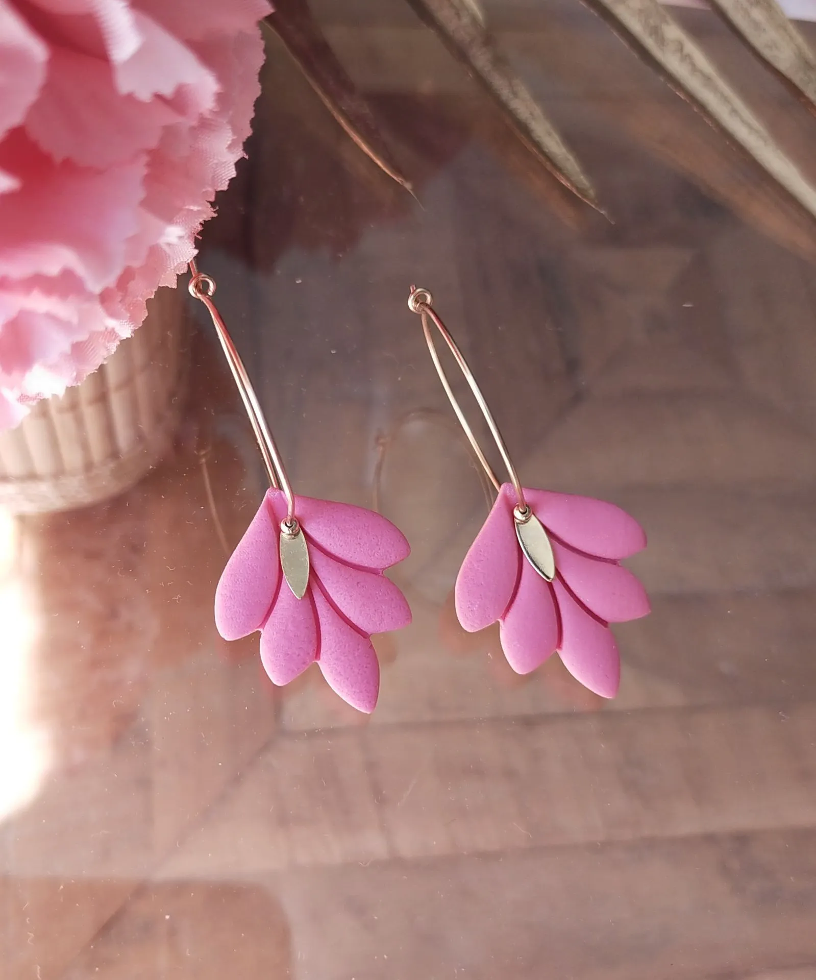 Boucles d'oreilles FLORANE doux rose
