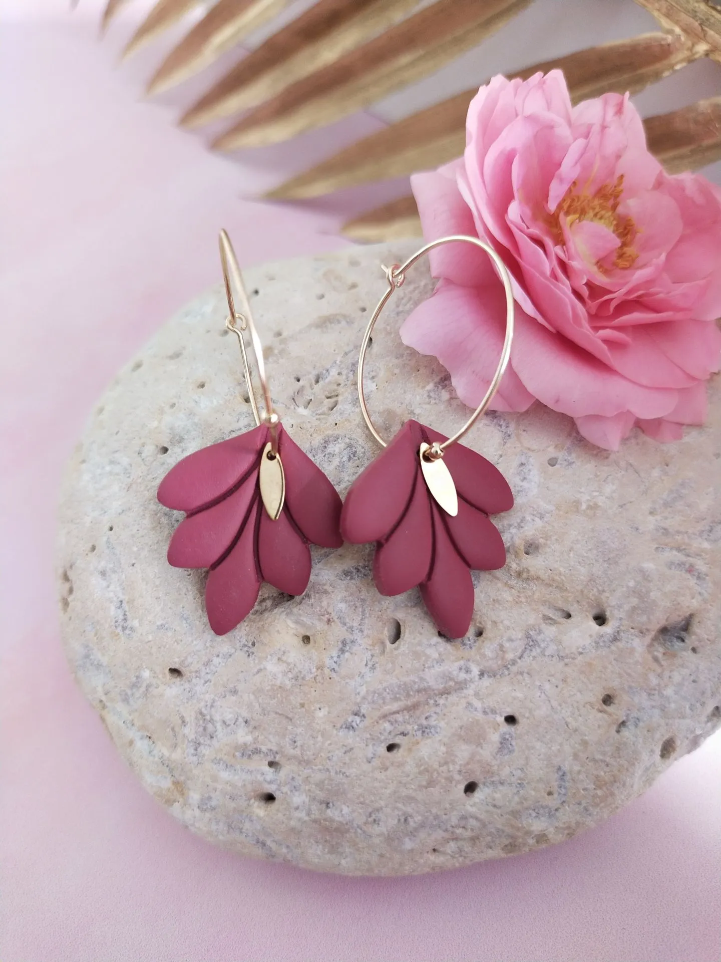 Boucles d'oreilles FLORANE bordeau